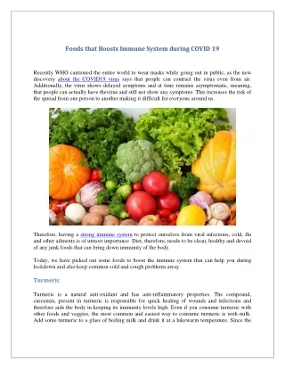 Foods that Boosts Immune System during COVID 19