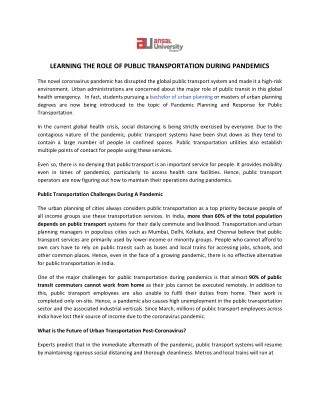 learning the role of public transportation during