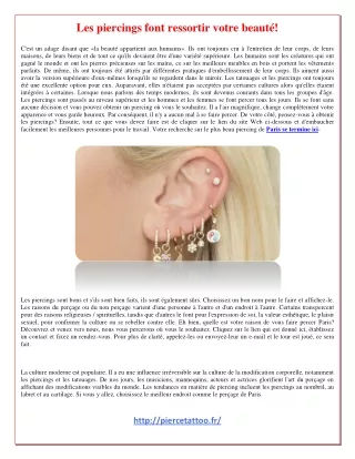 Le piercing fait ressortir votre beauté!