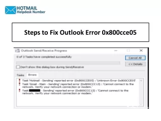 steps to fix outlook error 0x800cce05