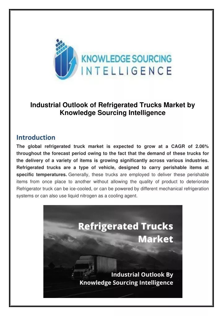 industrial outlook of refrigerated trucks market