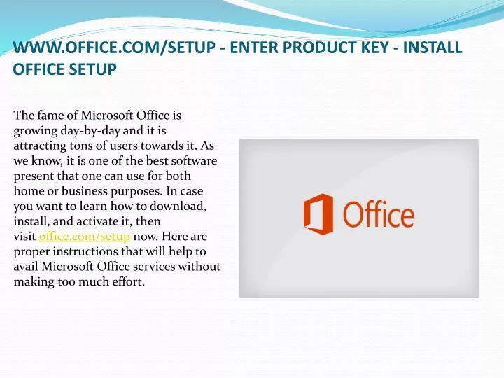 www office com setup enter product key install office setup
