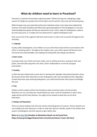 what do children need to learn in preschool