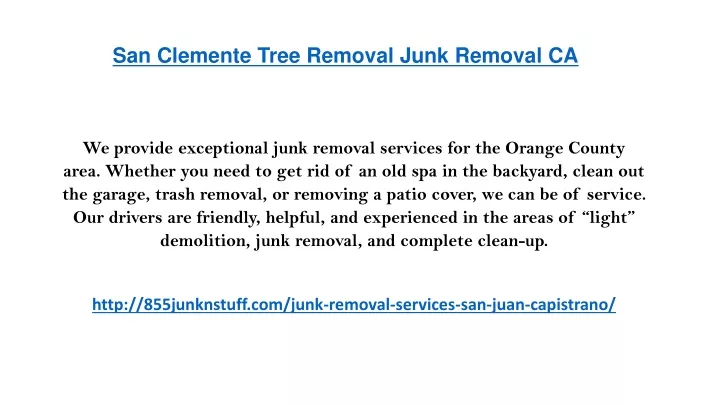 san clemente tree removal junk removal ca