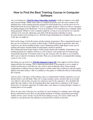 How to Find the Best Training Course in Computer Software