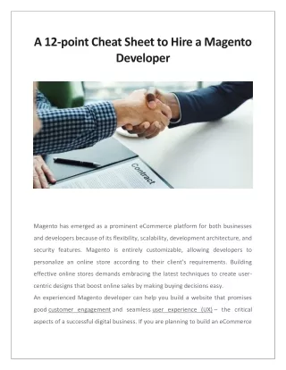 a 12 point cheat sheet to hire a magento developer