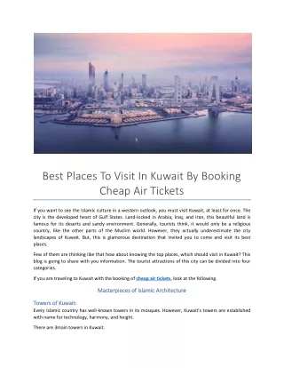 Best Places To Visit In Kuwait By Booking Cheap Air Tickets