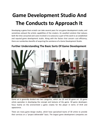Game Development Studio And The Conducts to Approach It