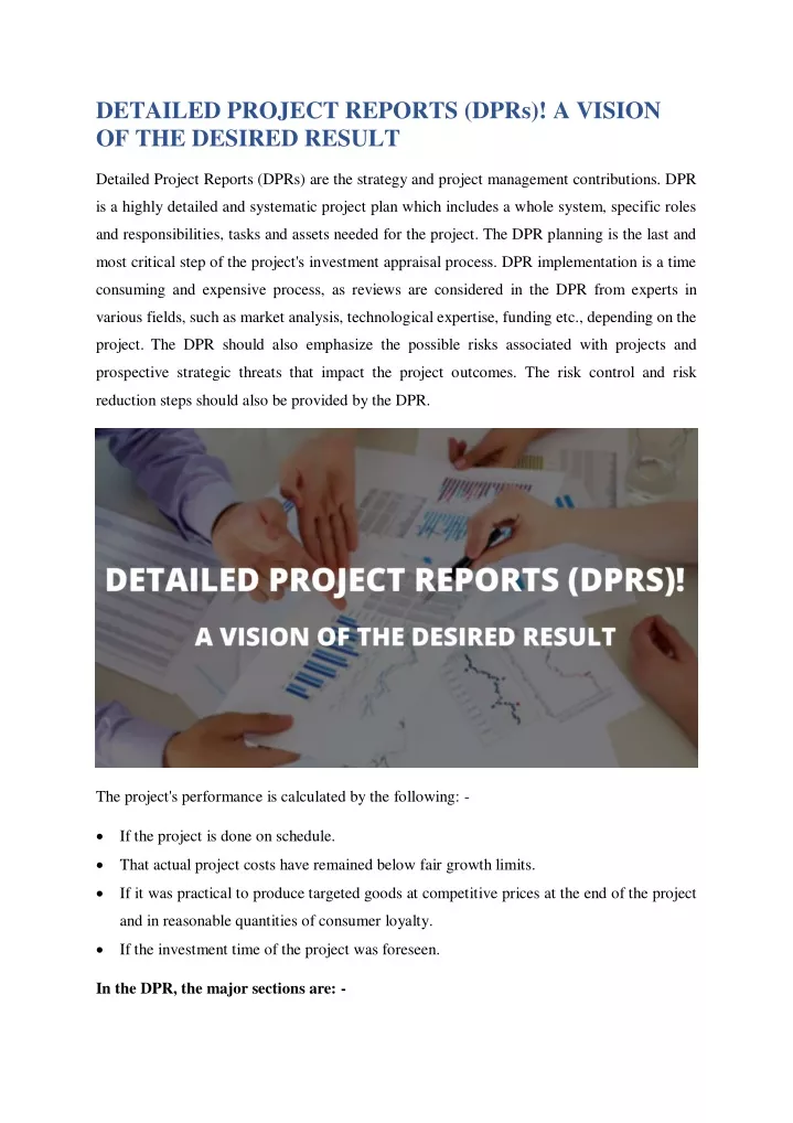 detailed project reports dprs a vision