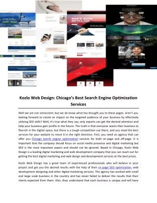 Kozlo Web Design- Chicago’s Best Search Engine Optimization Services