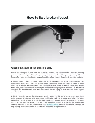 How to Fix A broken Faucet