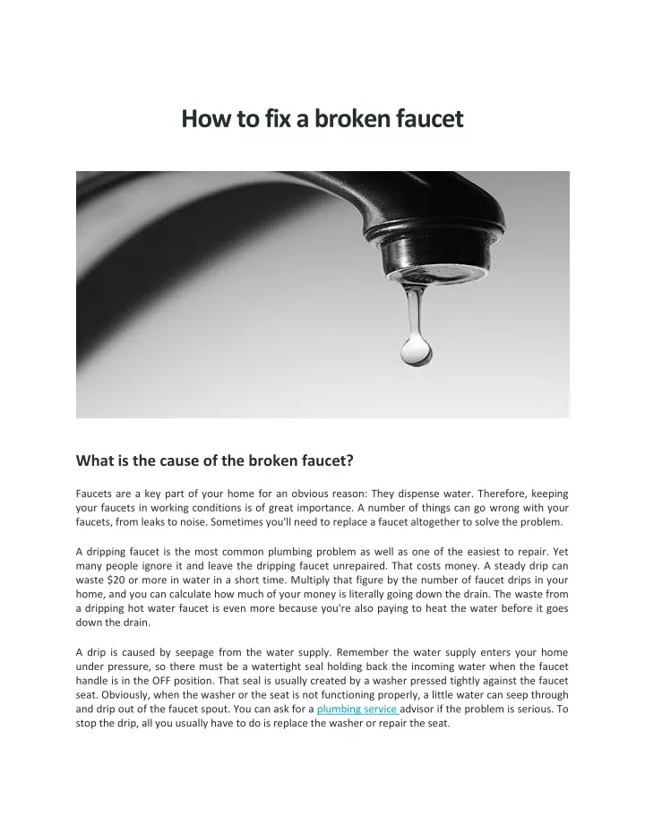 how to fix a broken faucet