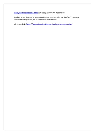 best psd to responsive html services provider