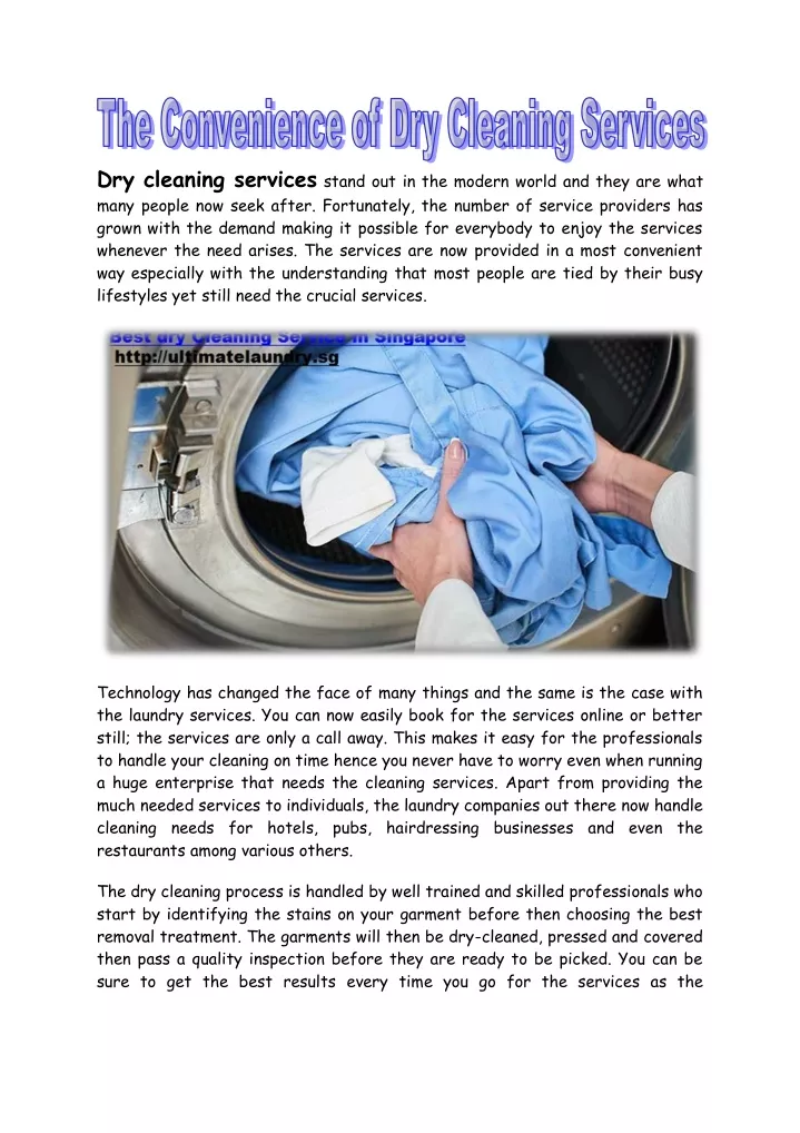 dry cleaning services stand out in the modern