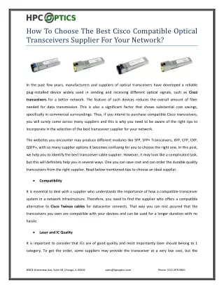 How To Choose The Best Cisco Compatible Optical Transceivers Supplier For Your Network