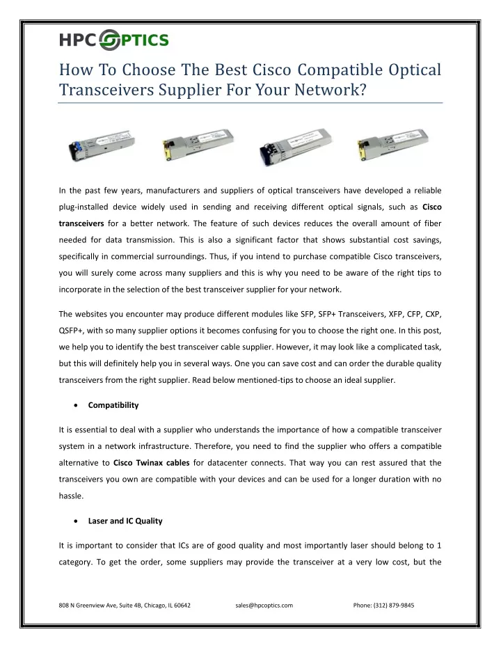 how to choose the best cisco compatible optical