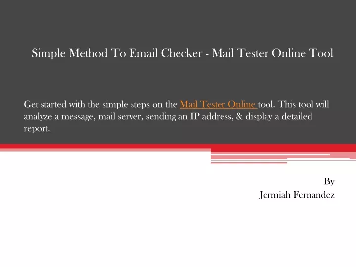 simple method to email checker mail tester online tool