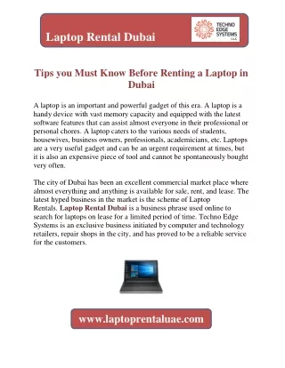 laptop rental dubai