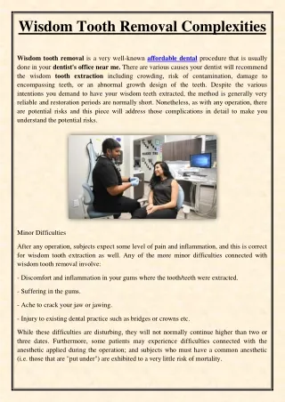 wisdom tooth removal complexities