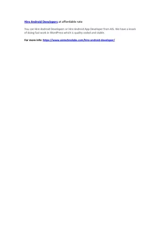 hire android developers at affordable rate