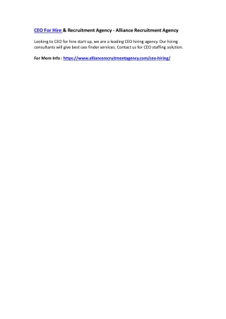 ceo for hire recruitment agency alliance
