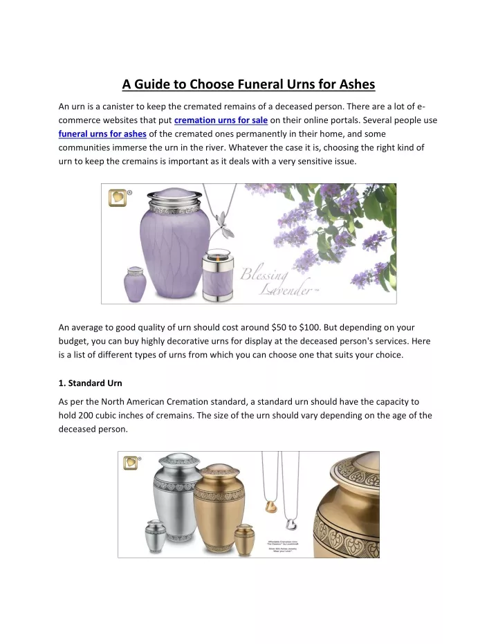 a guide to choose funeral urns for ashes