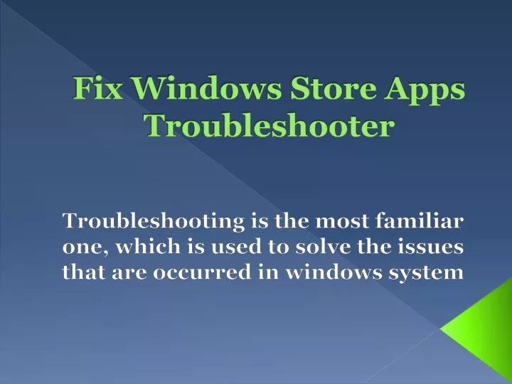 fix windows store apps troubleshooter