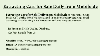 Extracting Cars for Sale Daily from Mobile.de