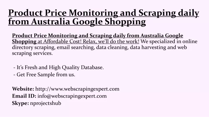 product price monitoring and scraping daily from australia google shopping