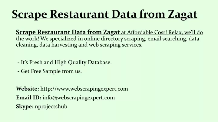 scrape restaurant data from zagat