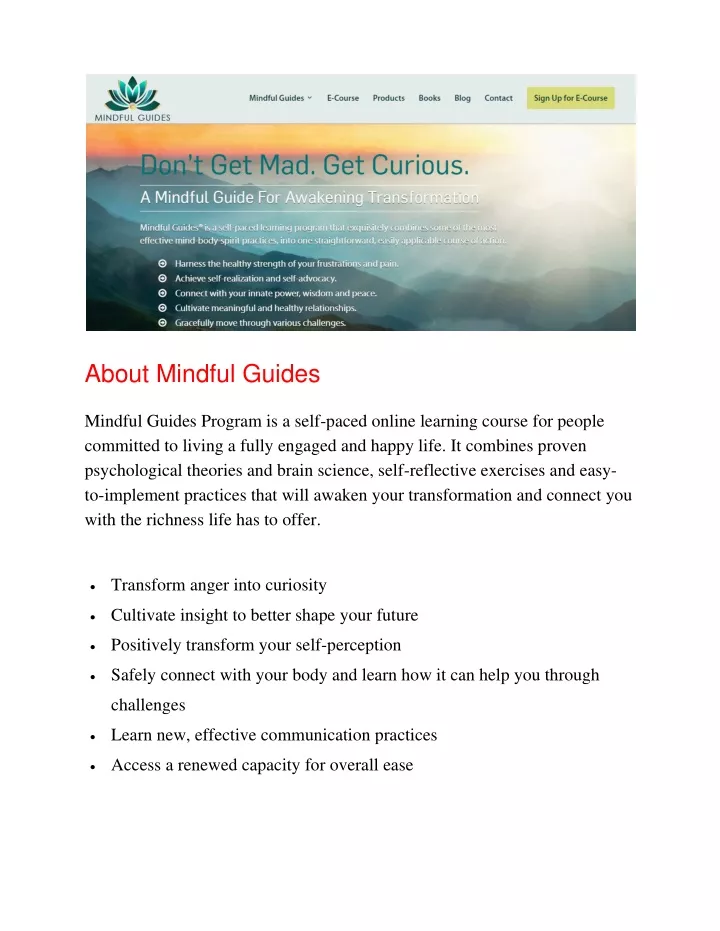 about mindful guides mindful guides program