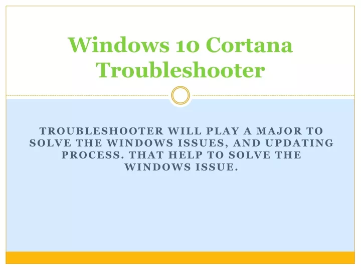 windows 10 cortana troubleshooter