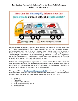 how can you successfully relocate your car from