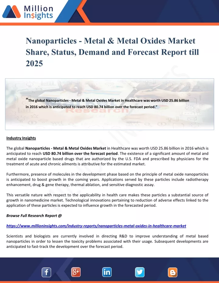 nanoparticles metal metal oxides market share