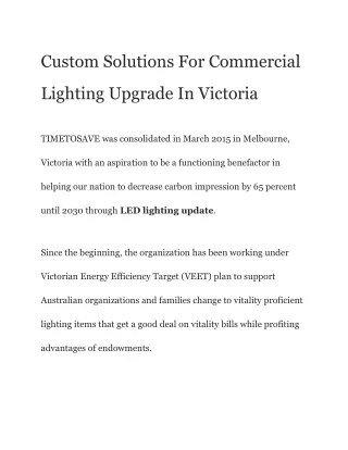 Custom Solutions For Commercial Lighting Upgrade In Victoria