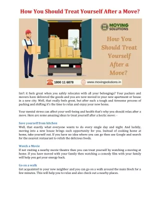 how you should treat yourself after a move