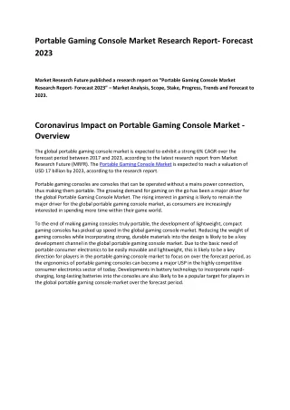 portable gaming console market research report