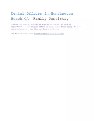 Dental Offices In Huntington Beach CA| Family Dentistry
