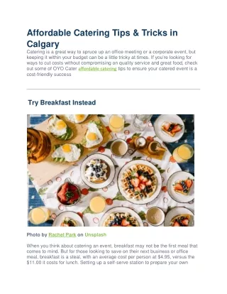 Affordable Catering Tips & Tricks in Calgary
