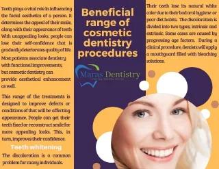 Beneficial Range of Cosmetic Dentistry Procedures