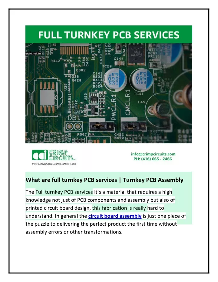 what are full turnkey pcb services turnkey