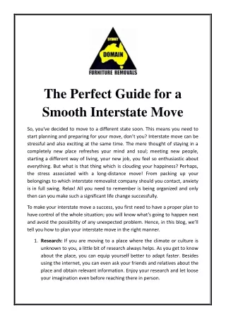 the perfect guide for a smooth interstate move