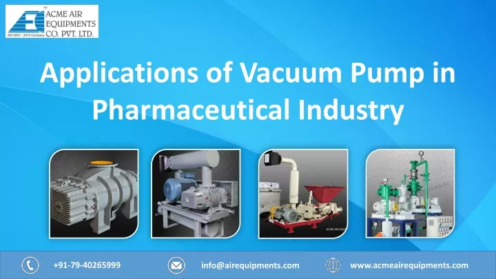 applications of vacuum pump in pharmaceutical