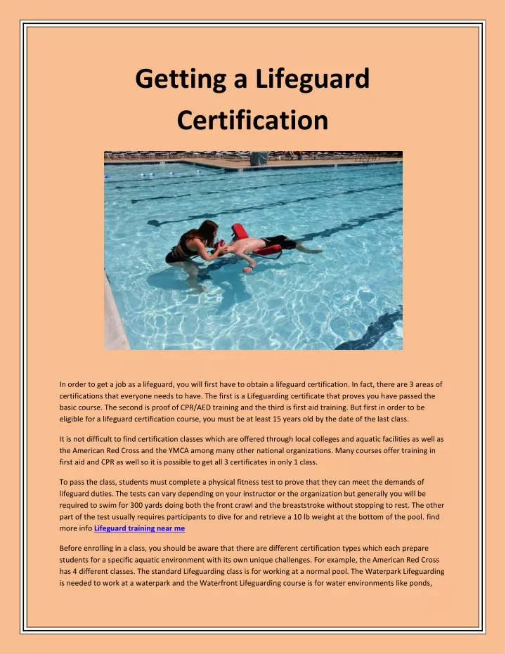 getting a lifeguard certification