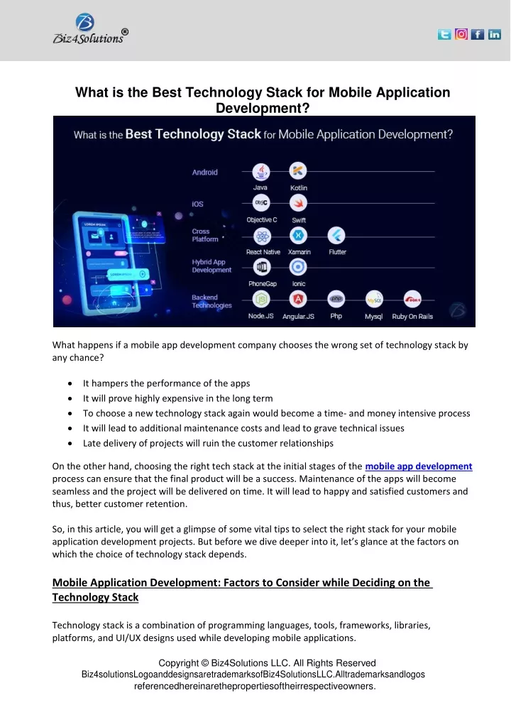 what is the best technology stack for mobile