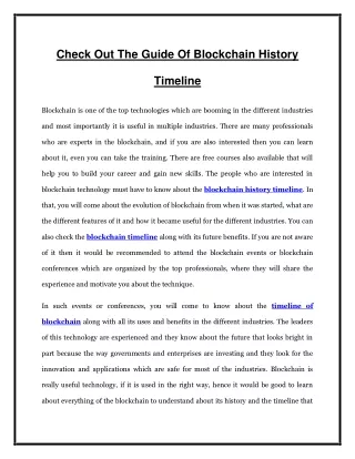 check out the guide of blockchain history