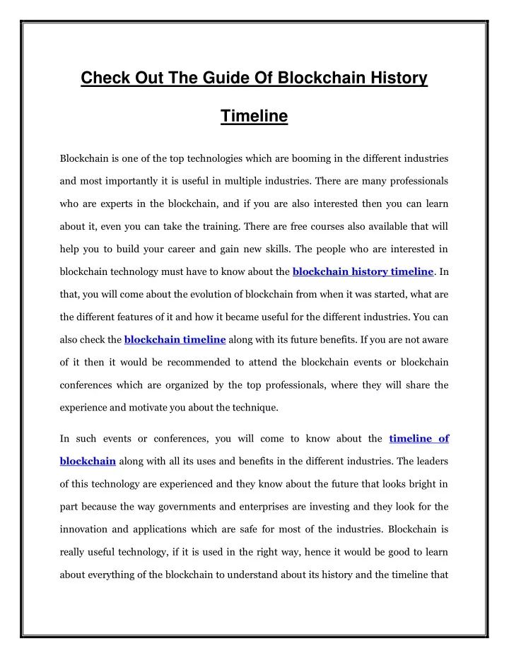 check out the guide of blockchain history
