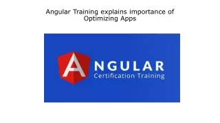 Angular Training explains importance of Optimizing Apps