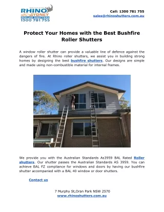 Protect Your Homes with the Best Bushfire Roller Shutters