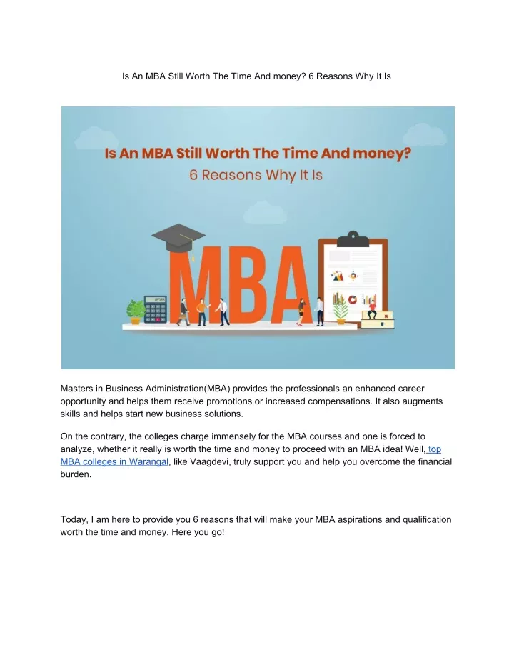 is an mba still worth the time and money
